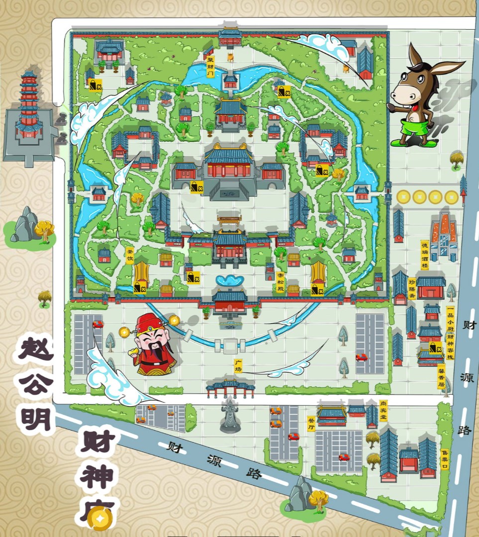 龙潭寺庙类手绘地图